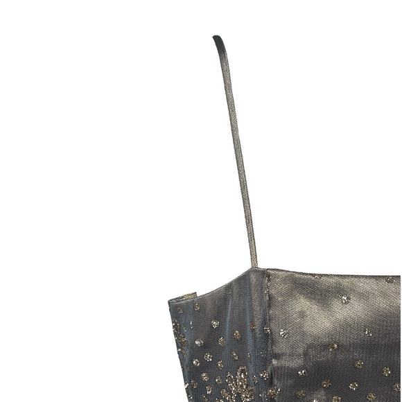 Masquerade Mini Dress‎ 7/8 Taupe Gold Glitter Sleeveless Shimmering Embellished - Picture 4 of 15